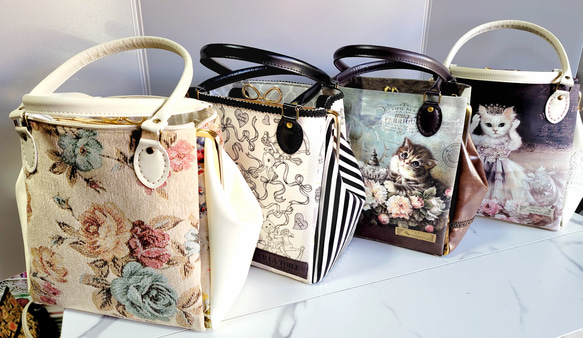 碁石口金のトートながま口バッグ(ジョリーフルール・サテンVol.) ジョリーフルール