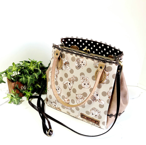 碁石口金のトートながま口バッグ(ジョリーフルール・サテンVol.) ジョリーフルール