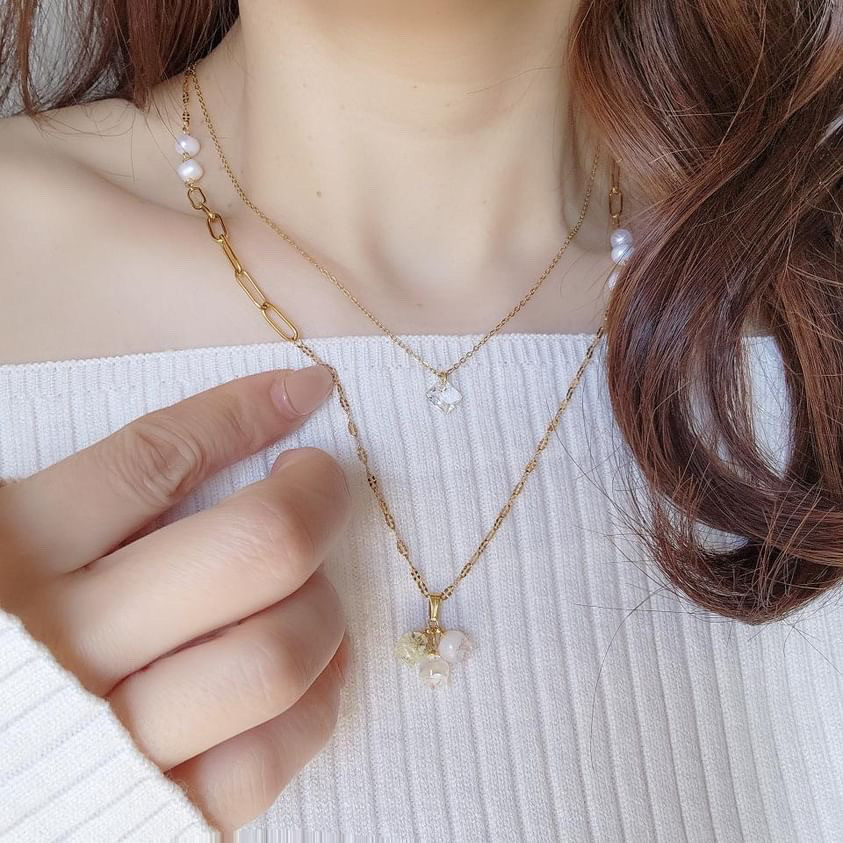 2way 幸せの鈴蘭と輝きネックレス・オールサージカルステンレス