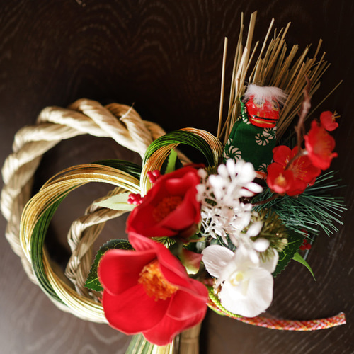 椿と蘭のお正月飾り♡しめ飾り♡ハンドメイド