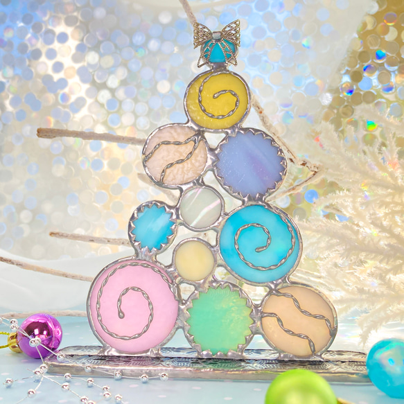クリスマスツリー マカロンカラー ステンドグラス その他インテリア