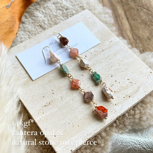 14kgfオパールミックスピアス/イヤリング