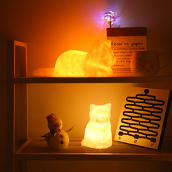 萌睡小貓燈冷暖雙色臥室床頭燈陪睡燈貓貓氛圍燈貓咪小夜燈夜貓子 第2張的照片