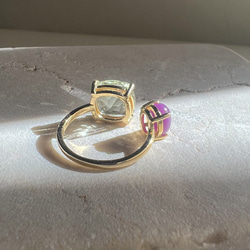 天然石グリーンアメジスト＆フォスフォシデライトのフォークリング  金属アレルギー対応  カラーストーン 指輪 4枚目の画像