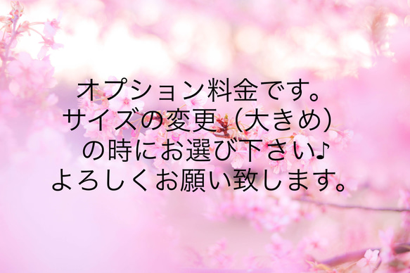 オプション料金です。サイズの変更時に（大きくする）お選び頂けますようよろしくお願い致します。 1枚目の画像