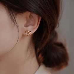 【2023.12新作】　韓国ファッション　大人可愛いハートモチーフ 　ピンクゴールドカラーピアス　アクセサリー　-188 1枚目の画像