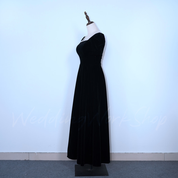 高級感黒色ドレス！エレガントで上品なフレンチスタイルパーティーやイベントなど 華やかな場面にぴったりですG063 8枚目の画像