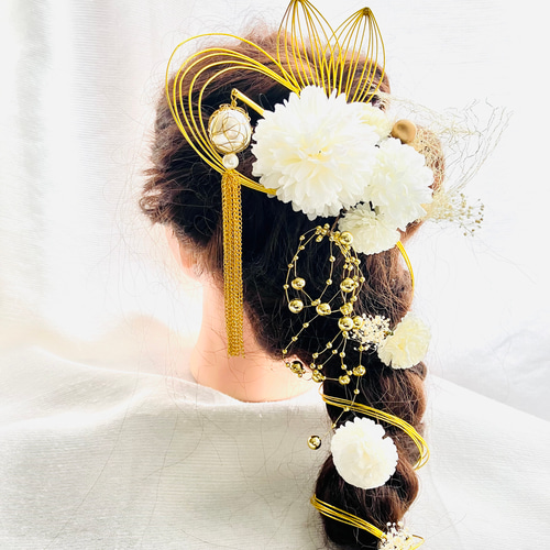 パール簪　卒業式髪飾り　結婚式髪飾り　成人式髪飾り　水引　金箔　袴　髪飾り 706dc6e071eab5b98e9af82c70ac1e