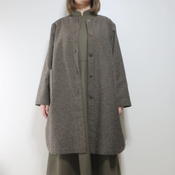 昭和復古氣息❣️寬鬆繭型大衣（棉/棕色圖案） 第7張的照片