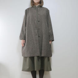 昭和復古氣息❣️寬鬆繭型大衣（棉/棕色圖案） 第8張的照片