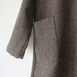 昭和復古氣息❣️寬鬆繭型大衣（棉/棕色圖案） 第12張的照片