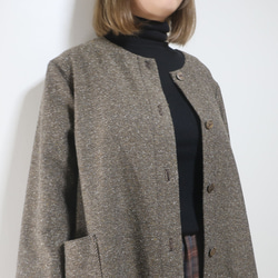 昭和復古氣息❣️寬鬆繭型大衣（棉/棕色圖案） 第1張的照片