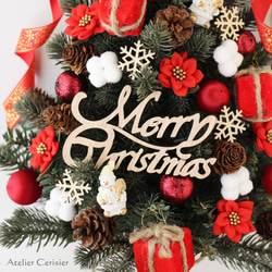 ・☆壁掛けクリスマスツリー＜アーティフィシャルフラワー＞レッド クリスマス 3枚目の画像