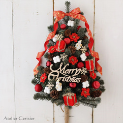 ・☆壁掛けクリスマスツリー＜アーティフィシャルフラワー＞レッド クリスマス 4枚目の画像