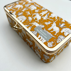 がま口マネーBOX LIBERTY アーサーズアーク マスタード　金庫　動物柄　リバティ 2枚目の画像