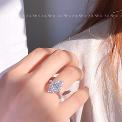 マーキス 高炭素ダイヤモンド キラキラ ゴージャス ヘイローリング ラグジュアリー白 ウエディング ホワイト 指輪 4枚目の画像
