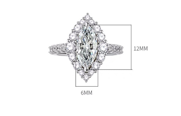マーキス 高炭素ダイヤモンド キラキラ ゴージャス ヘイローリング ラグジュアリー白 ウエディング ホワイト 指輪 7枚目の画像
