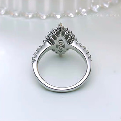 マーキス 高炭素ダイヤモンド キラキラ ゴージャス ヘイローリング ラグジュアリー白 ウエディング ホワイト 指輪 8枚目の画像