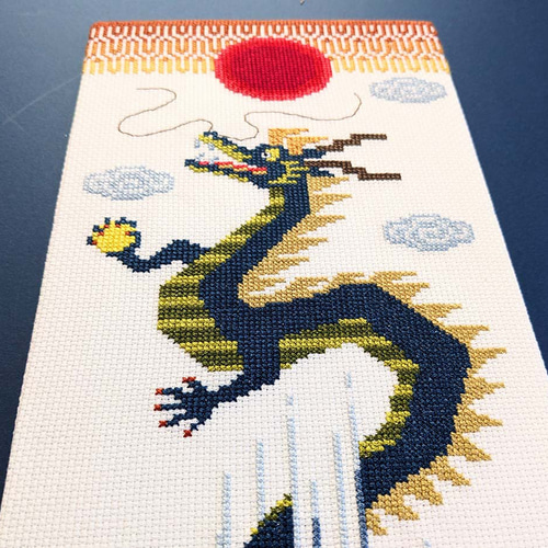 【人気商品！】 クロスステッチキット 昇り龍】DRAGON ミニ掛け軸【パワフル 絵画