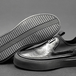 男性靴牛革板靴・ストレッチ履き口デザイン・ワンペダル怠惰靴·サイズ調整無料 20-1004 6枚目の画像