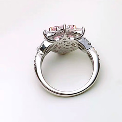ハート ピンク マーキス 高炭素ダイヤモンド キラキラ ゴージャス ヘイローリング ラグジュアリー白 ホワイト 指輪 10枚目の画像