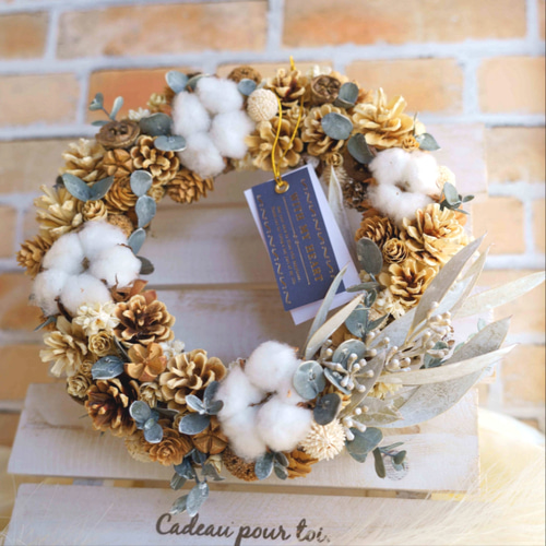 木の実いっぱいなナチュラルリース 25センチ】クリスマス 自然素材