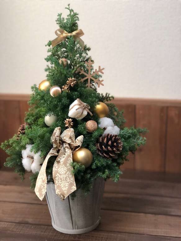 本物のクリスマスツリー　ゴールド　大きめ45cm 2枚目の画像