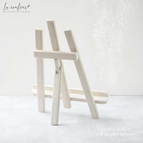 イーゼル】18cm角キャンバス用 ホワイト 珪藻土 木製 折りたたみ式