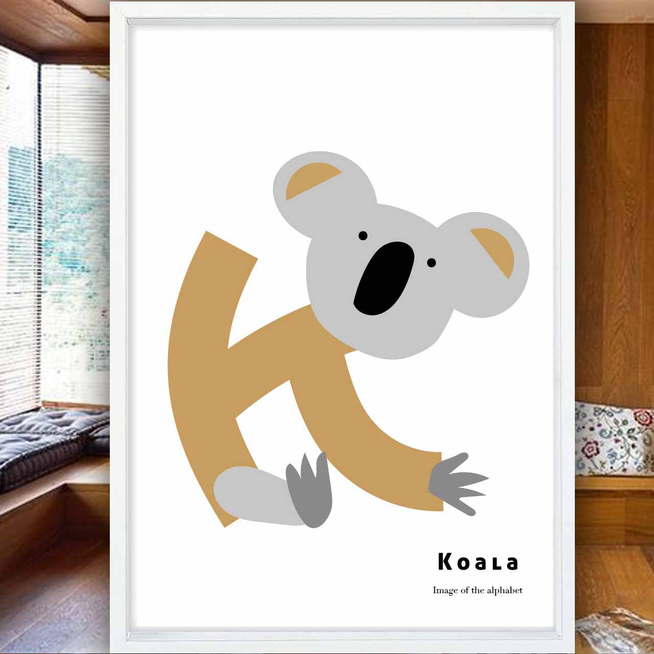 アルファベットK　コアラ　イラスト　ポスター　A4 A3 A2 A1　アートポスター　アート/sei検索　1597