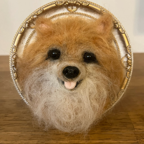 ポメラニアン 愛犬 羊毛フェルト 額 プレゼント 羊毛犬 羊毛