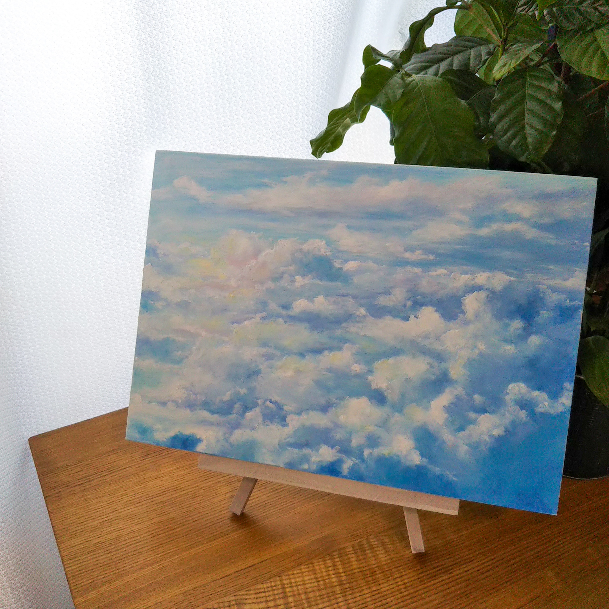 （専用）オイルパステル2作品　原画 オイルパステル原画 水平線ににじむ 絵画 Hidamari art 通販