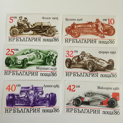 ブルガリア  レーシングカーの切手6枚セット 未使用 1枚目の画像