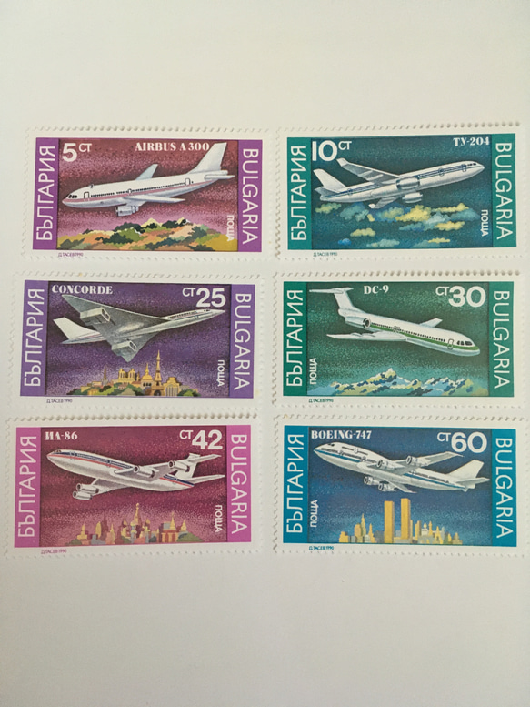 ブルガリア  旅客機の切手6枚セット 未使用 1枚目の画像