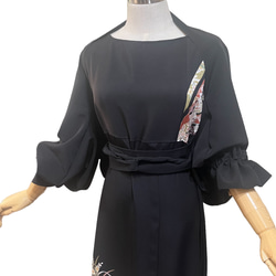 送料無料 着物 リメイク 正絹 シルク ボレロ カーディガン ドレスやワンピースなどに ハンドメイド 5枚目の画像
