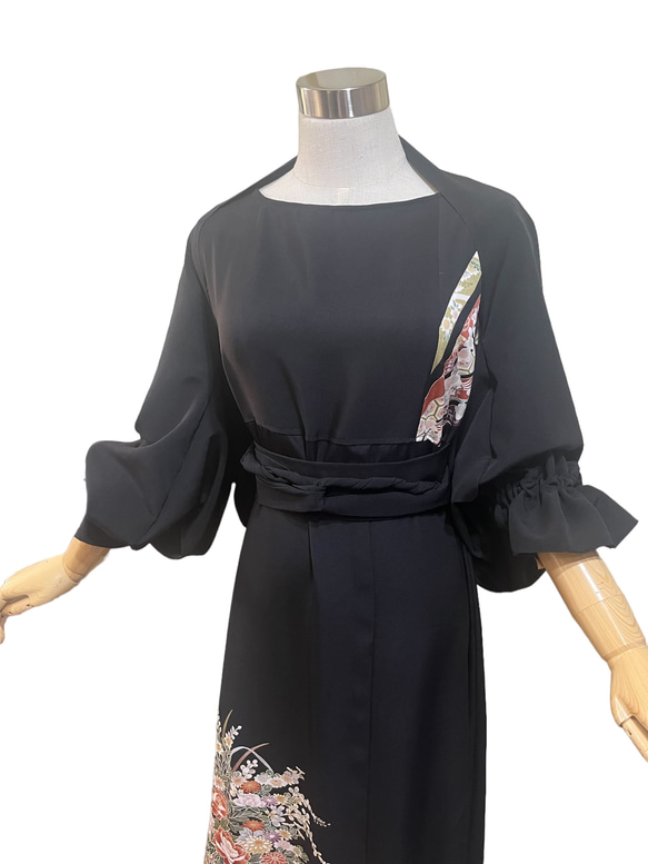 送料無料 着物 リメイク 正絹 シルク ボレロ カーディガン ドレスやワンピースなどに ハンドメイド 5枚目の画像