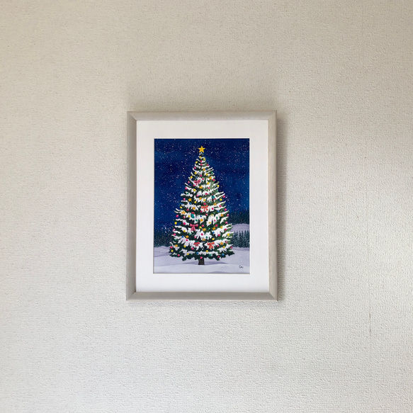 「クリスマスイブ」透明水彩画　原画　風景画　額縁付　F4サイズ 7枚目の画像