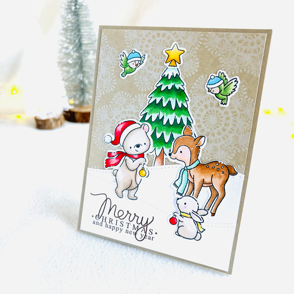 優しさあふれる❤︎動物たちのクリスマスカード 2枚目の画像