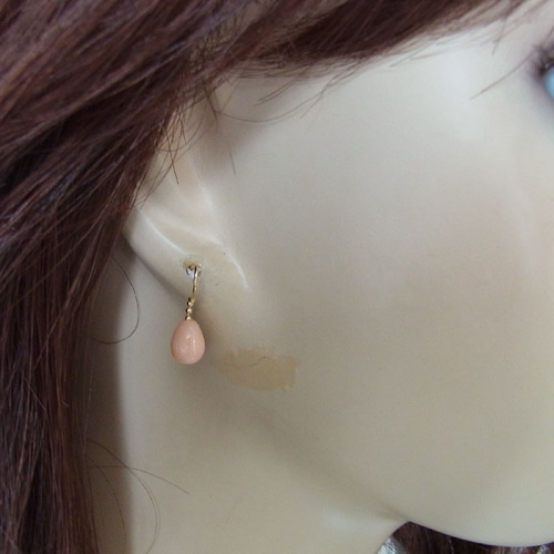 K18 ピンク珊瑚 ピアス ピアス（フック・チェーン） Rua 通販