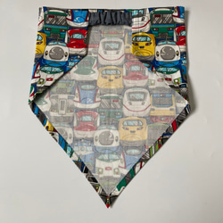 電車フェイス柄⭐︎100〜110子供エプロン、三角巾、巾着の３点セット　 7枚目の画像