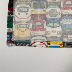 電車フェイス柄⭐︎120〜130子供エプロン、三角巾、巾着の３点セット　 5枚目の画像