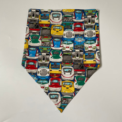 電車フェイス柄⭐︎120〜130子供エプロン、三角巾、巾着の３点セット　 7枚目の画像