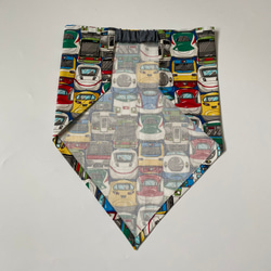 電車フェイス柄⭐︎120〜130子供エプロン、三角巾、巾着の３点セット　 8枚目の画像