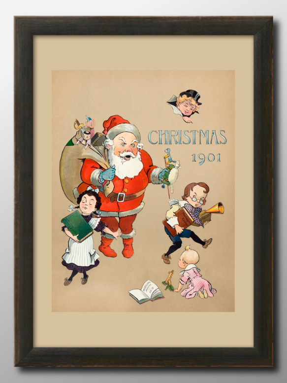 14169 ポスター 絵画 A3サイズ『クリスマス サンタ ビンテージ