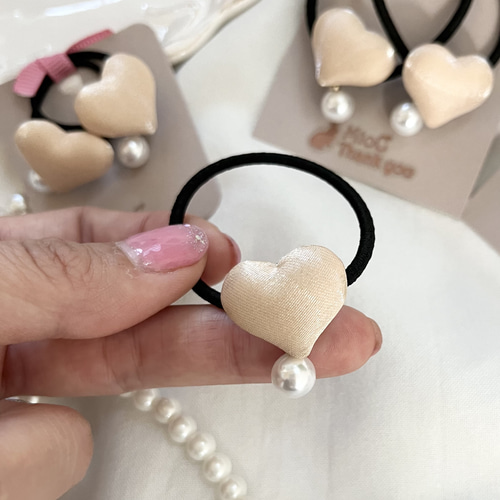 リバティ キラキラミシェル♡ ハート キッズ ヘアゴム リボン ゆらゆら