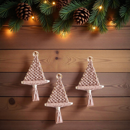 マクラメ ミニタペストリーツリー 全8色 マクラメで作ったシンプルなクリスマスツリー 小さめ