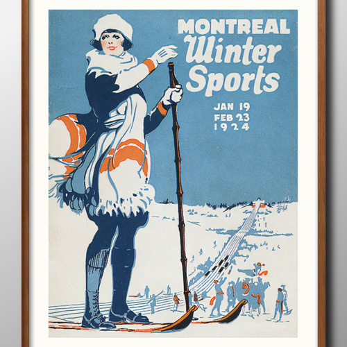 14191アートポスター 絵画 A3サイズ『モントルー スキー ビンテージ