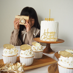 〈2泊3日〉レンタルクレイケーキセット【Happy Birthday!! -White＆Gold-】おうちフォト　撮影 2枚目の画像