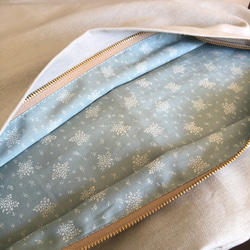 クッションカバー　　ライトグレー系　刺繡リボン 5枚目の画像