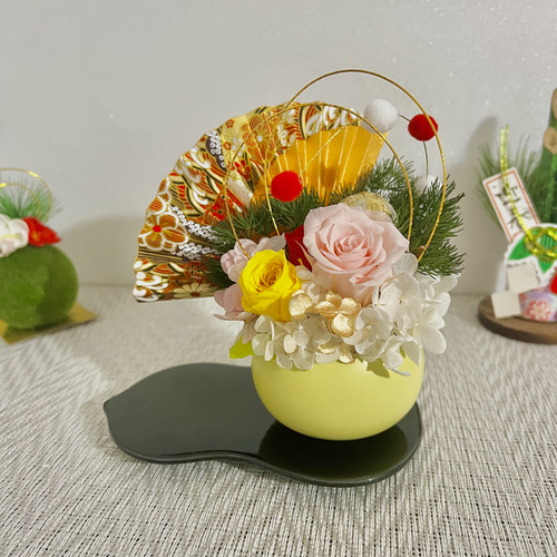 お庭の様な和が漂うお正月プリザーブドフラワー！【早期割引お正月2024