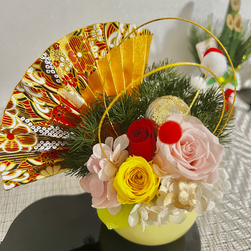 お庭の様な和が漂うお正月プリザーブドフラワー！【早期割引お正月2024